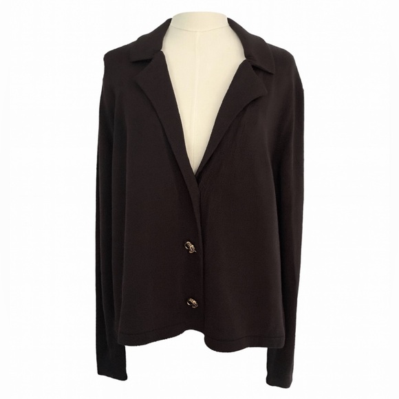 St. John Sweaters - St. John Collection Navy Santana Knit Blazer Cardigan Gold Buttons XL NWOT